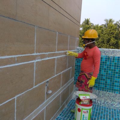 Epoxy grouting of Tiles joints at Kasba