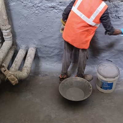 Sunken waterproofing with pipe penetration